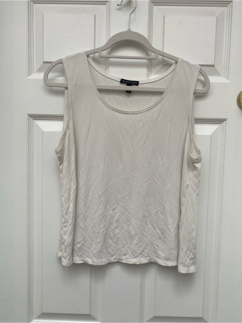 Eileen Fisher Soft Cream Scoop Neck 100% Silk Tank - Large